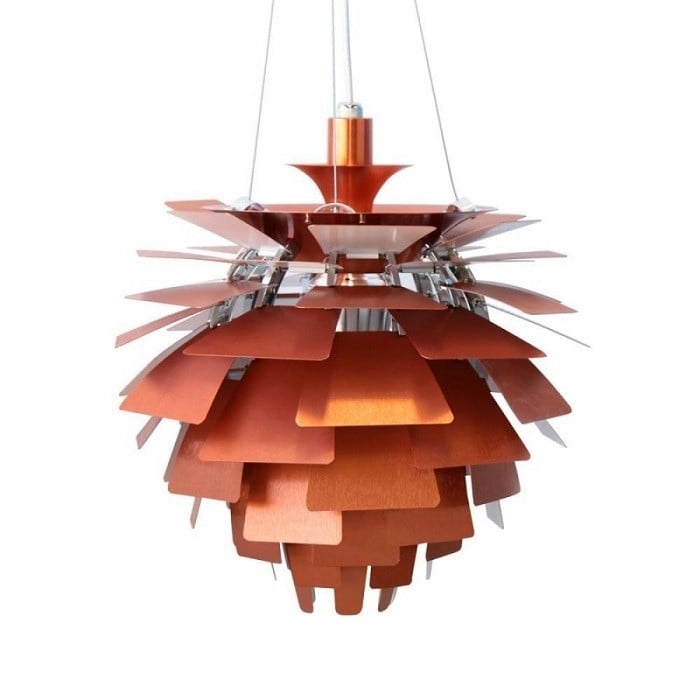Poul Henningsen style, Luce pendente lampada Carciofo 48cm rosso rame