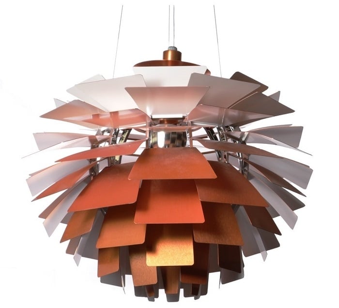 Poul Henningsen style, Luce pendente lampada Carciofo 92cm rosso rame