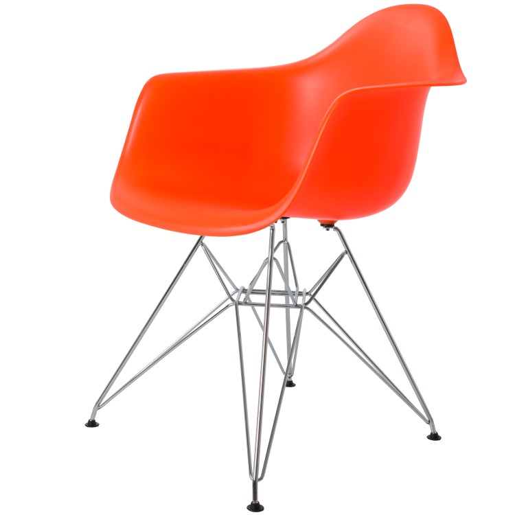Charles Eames style, Sedia da pranzo DAR PP arancione neon