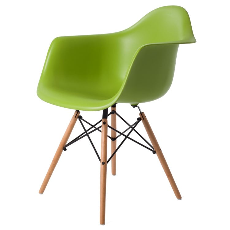 Charles Eames style, Sedia da pranzo DAW verde PP