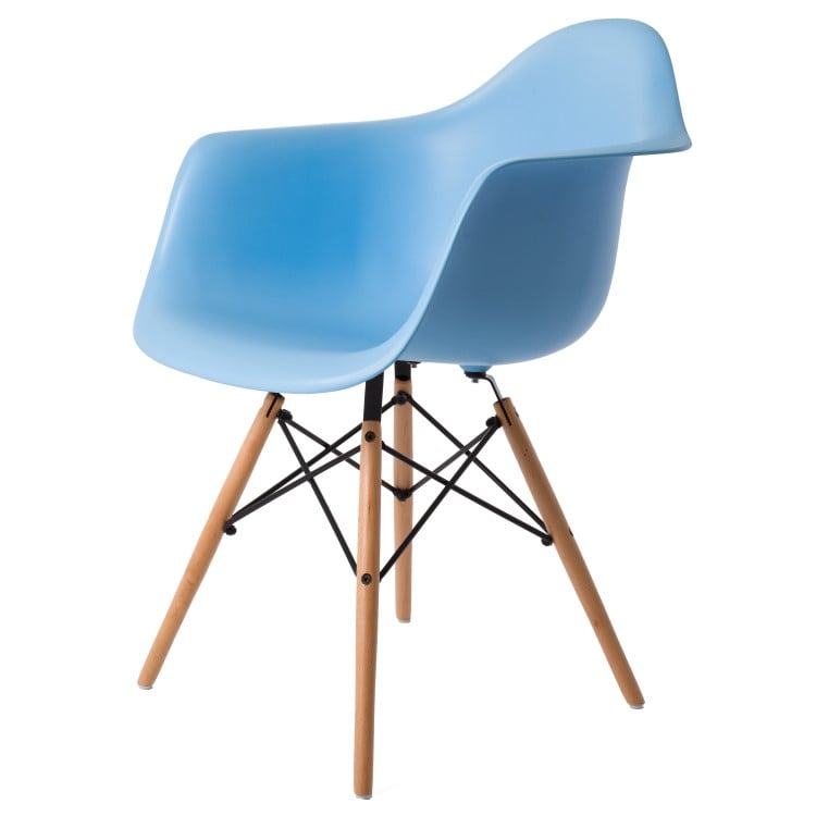 Charles Eames style, Sedia da pranzo DAW PP azzurro