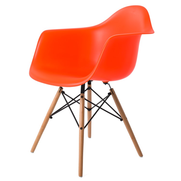 Charles Eames style, Sedia da pranzo DAW PP arancione neon