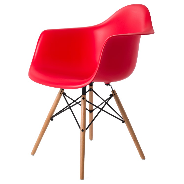 Charles Eames style, Sedia da pranzo DAW rosso PP