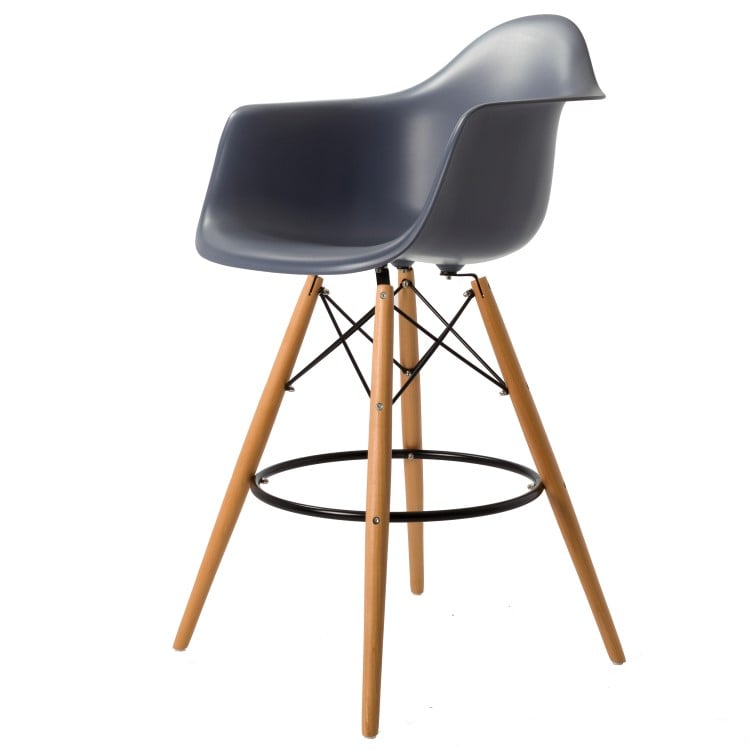 Charles Eames style, Seggiola da bar DAW PP grigio scuro