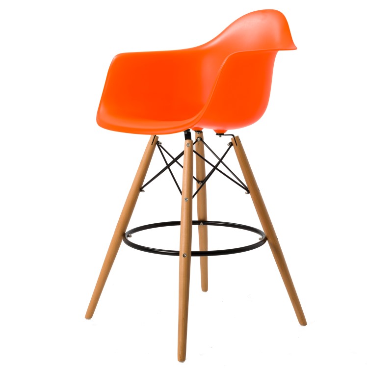 Charles Eames style, Seggiola da bar DAW sgabello PP arancione neon