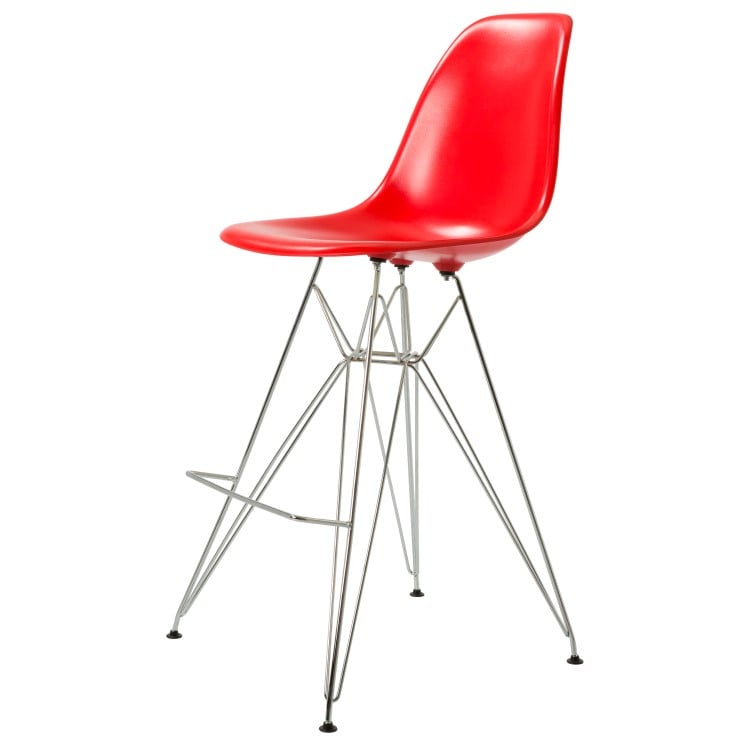 Charles Eames style, Seggiola da bar DSR lucido ABS rosso