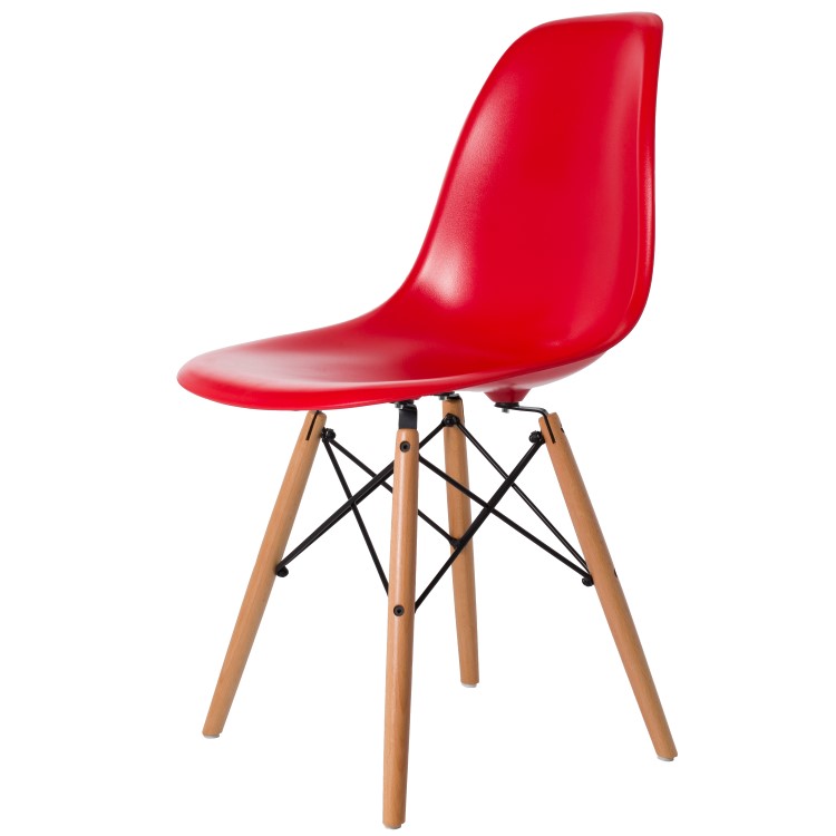 Charles Eames style, Sedia da pranzo DSW ABS rosso