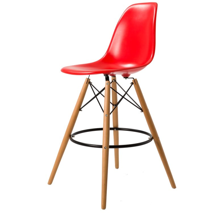Charles Eames style, Seggiola da bar DSW sgabello ABS rosso