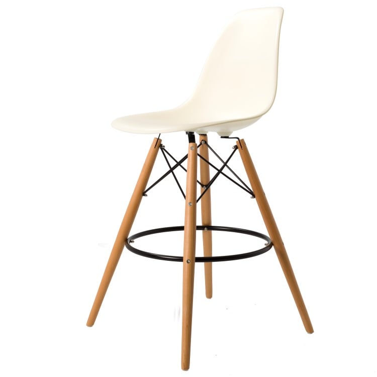 Charles Eames style, Seggiola da bar DSW Opaco crema PP