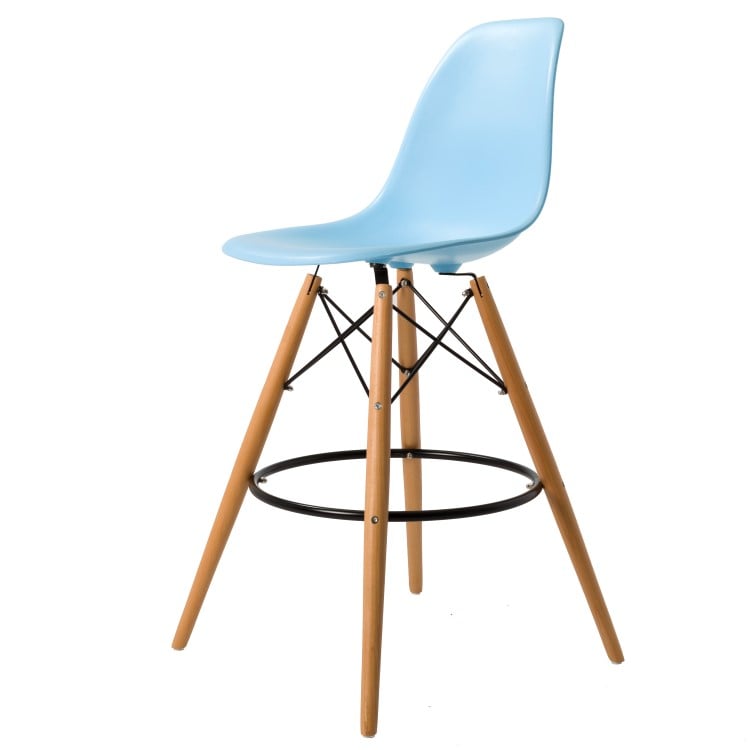 Charles Eames style, Seggiola da bar DSW Opaco PP azzurro