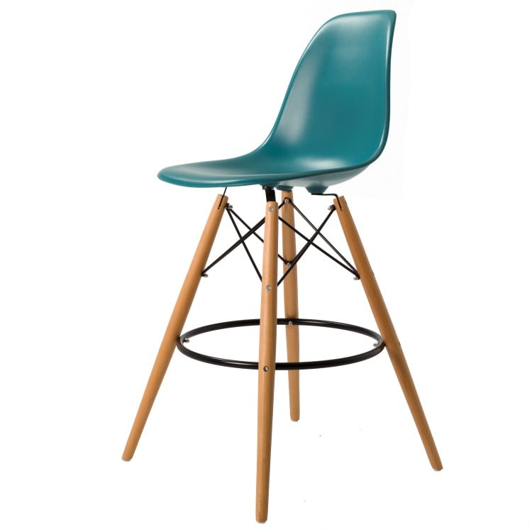 Charles Eames style, Seggiola da bar DSW Opaco PP blu oceano