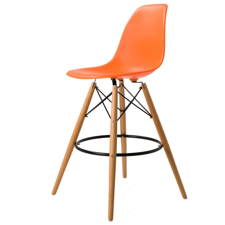 Charles Eames style, Seggiola da bar DSW Opaco arancione PP