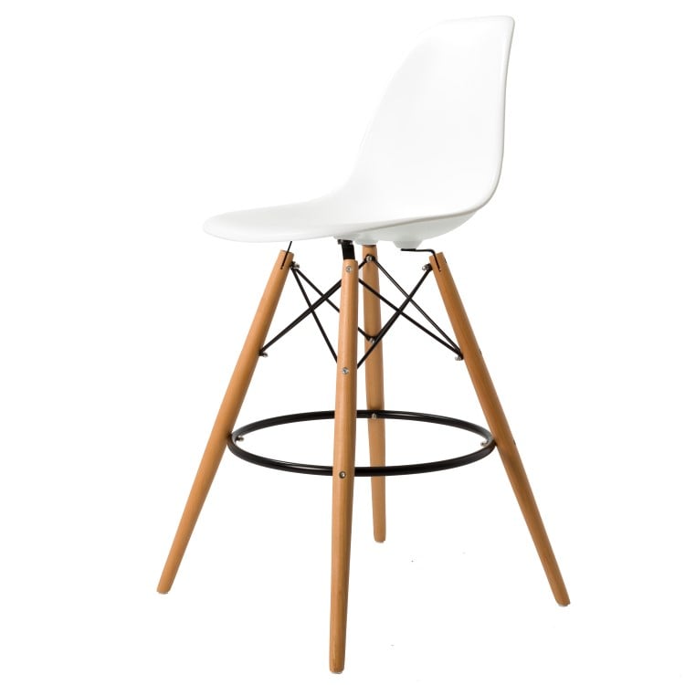 Charles Eames style, Seggiola da bar DSW Opaco bianco PP
