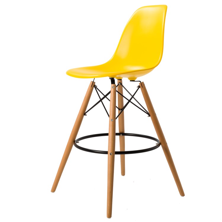 Charles Eames style, Seggiola da bar DSW Opaco giallo PP