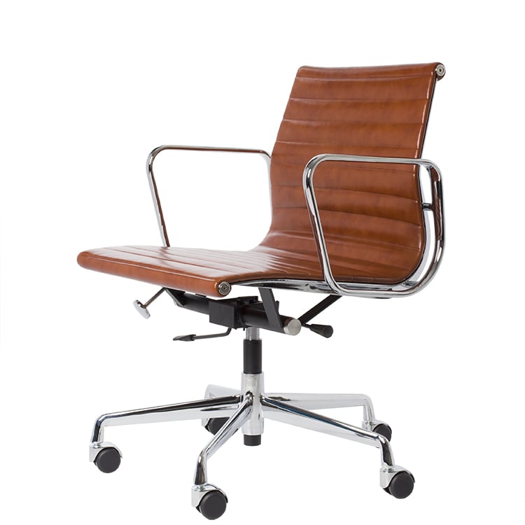 Charles Eames style, Sedia da ufficio EA117 pelle antico