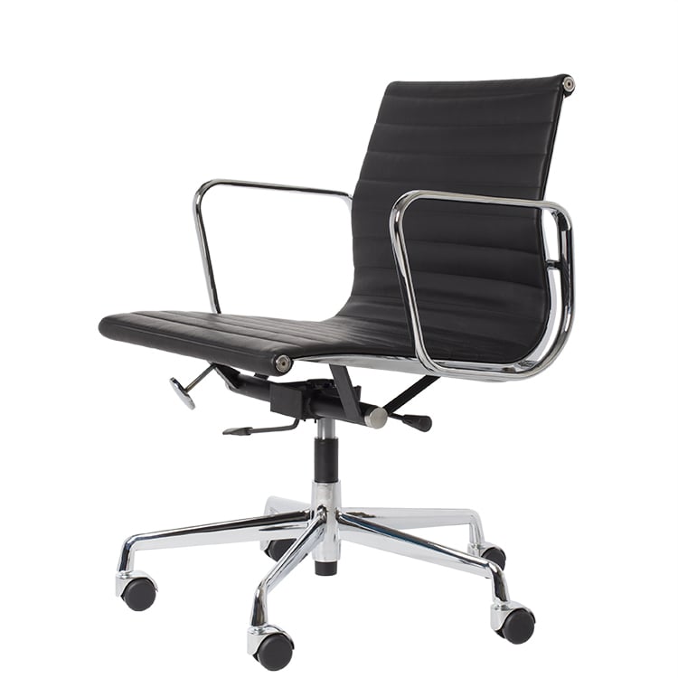 Charles Eames style, Sedia da ufficio EA117 pelle Nero