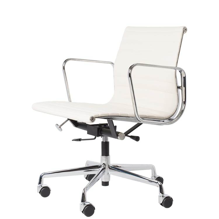 Charles Eames style, Sedia da ufficio EA117 pelle bianca