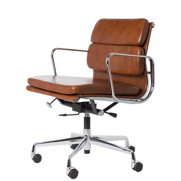 Charles Eames style, Sedia da ufficio EA217 pelle antico
