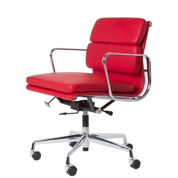 Charles Eames style, Sedia da ufficio EA217 pelle rosso