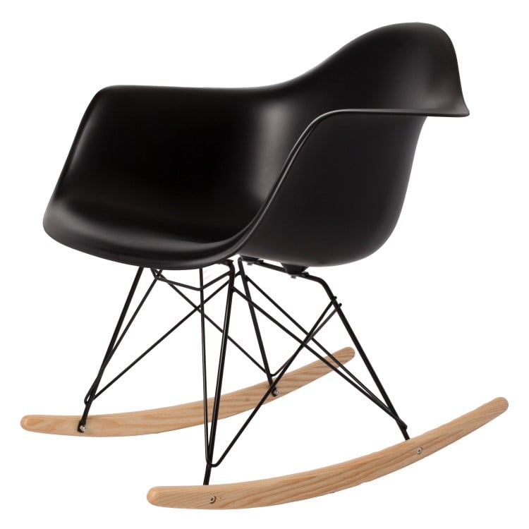 Charles Eames style, Sedia a dondolo RAR Base nera PP nero