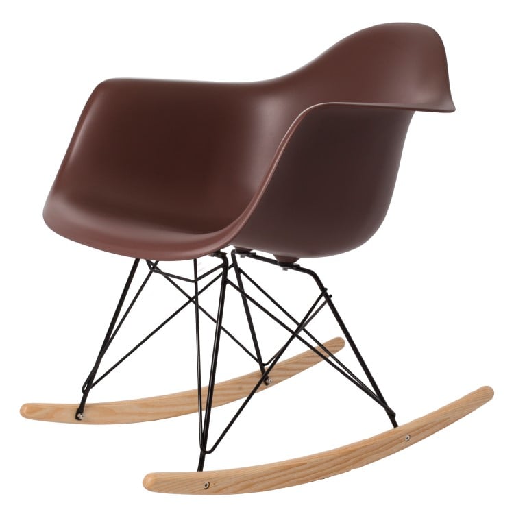 Charles Eames style, Sedia a dondolo RAR Base nera marrone PP