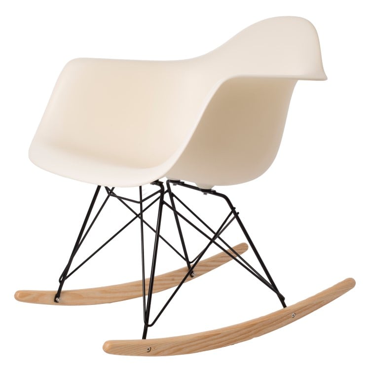 Charles Eames style, Sedia a dondolo RAR Base nera crema PP