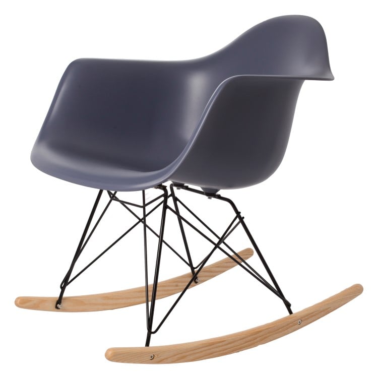 Charles Eames style, Sedia a dondolo RAR Base nera PP grigio scuro