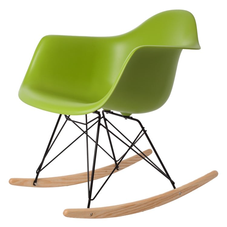 Charles Eames style, Sedia a dondolo RAR Base nera verde PP