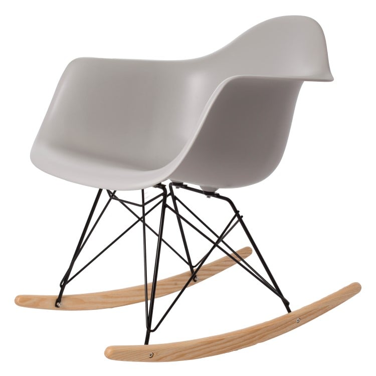 Charles Eames style, Sedia a dondolo RAR Base nera PP grigio chiaro