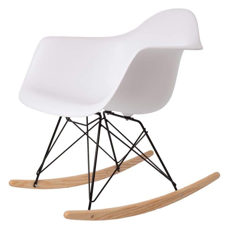 Charles Eames style, Sedia a dondolo RAR Base nera bianco PP