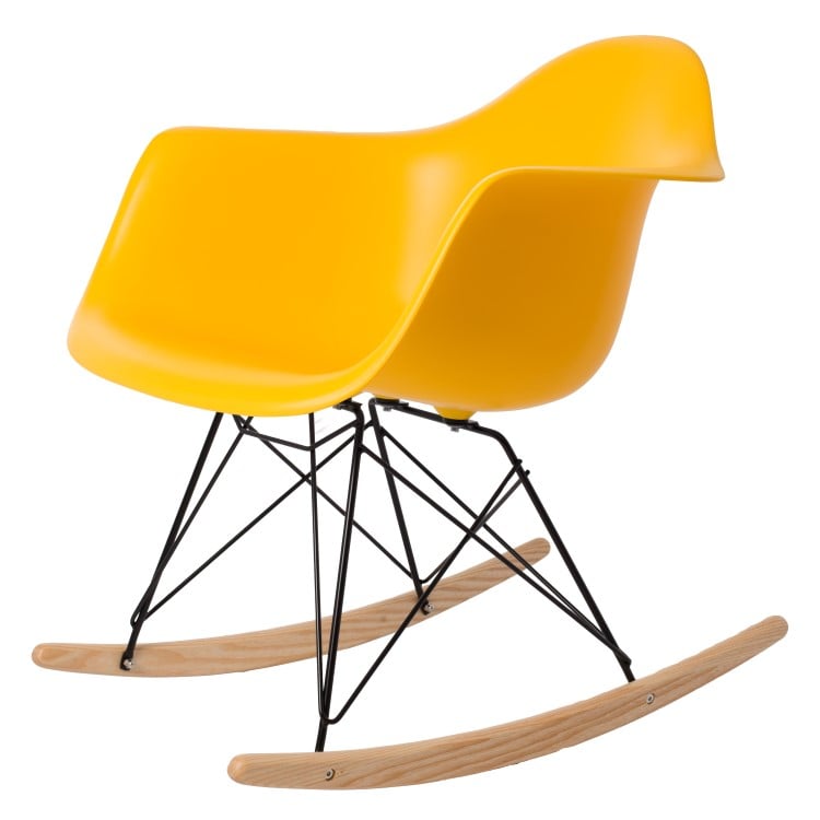 Charles Eames style, Sedia a dondolo RAR Base nera giallo PP