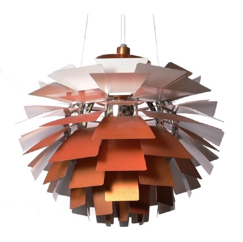 Poul Henningsen style, Luce pendente lampada Carciofo 72cm rosso rame