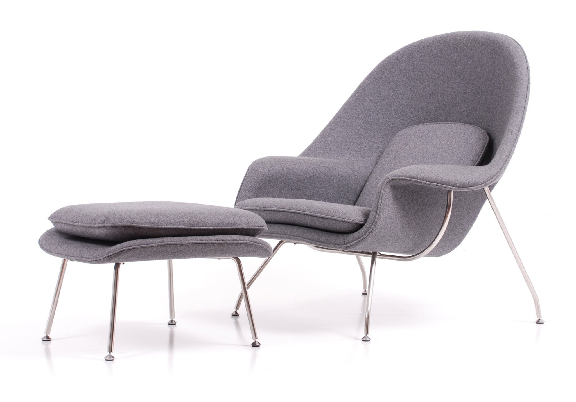 Eero Saarinen style, Poltrona con hocker Womb grigio