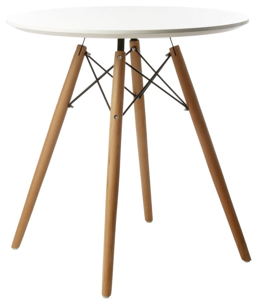 Charles Eames style, Tavolino Dowel Coffee table Ø 70cm. bianca