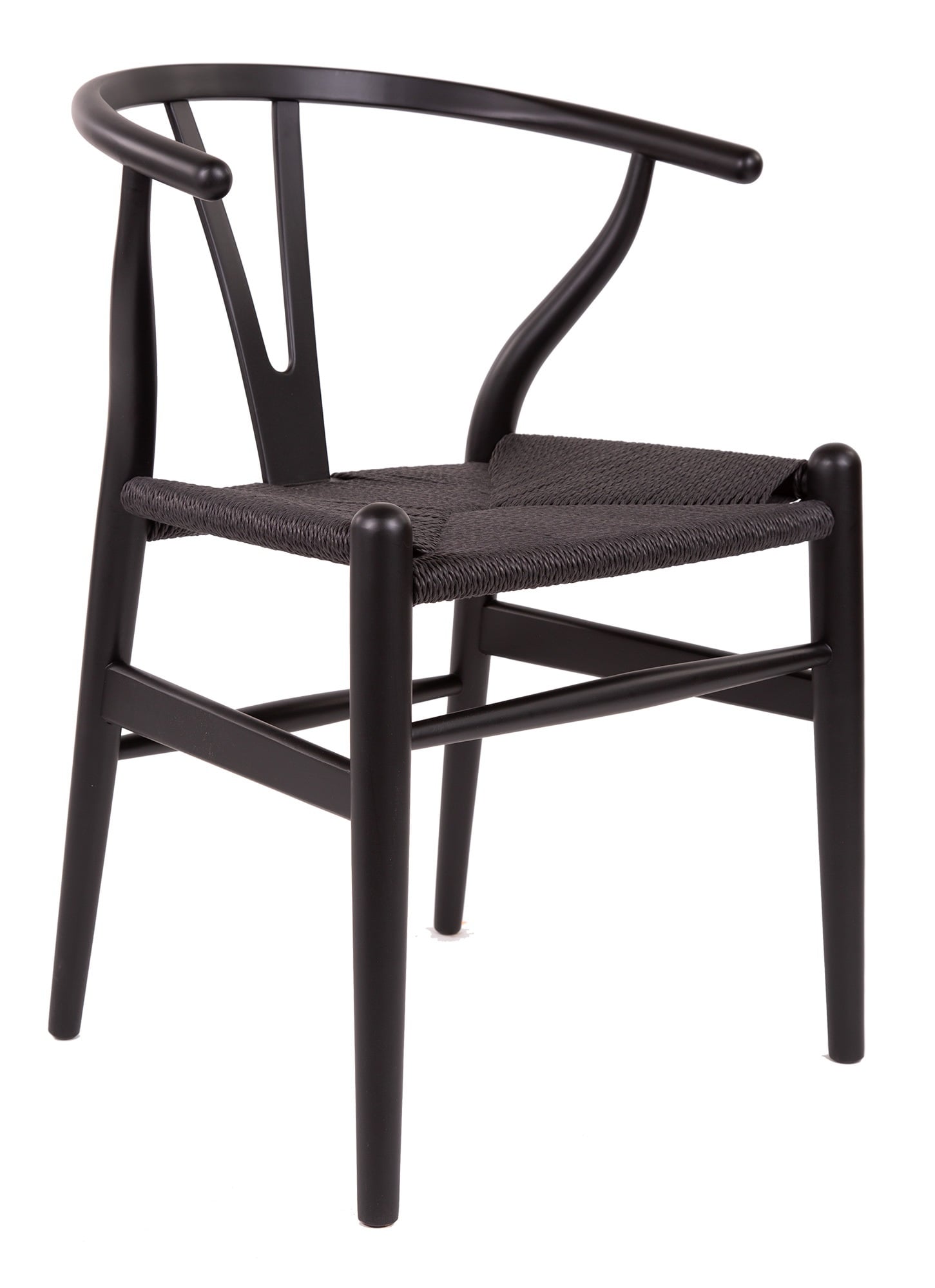 Wegner style, Sedia da pranzo Y-chair wishbone CH24 Nero Nero