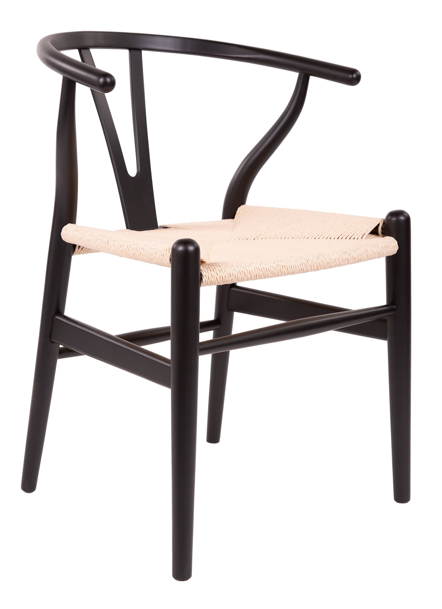 Wegner style, Sedia da pranzo Y-chair wishbone CH24 Nero naturale