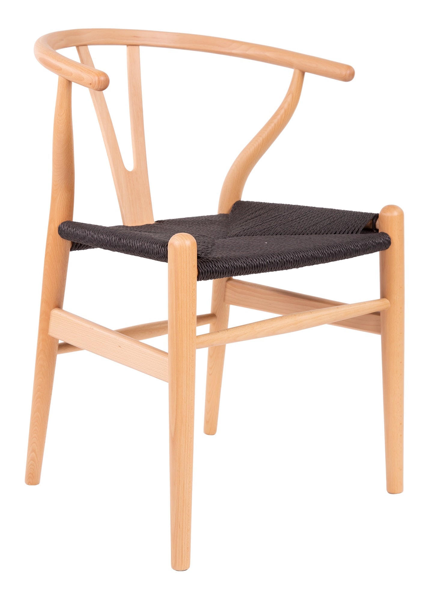 Wegner style, Sedia da pranzo Y-chair wishbone CH24 naturale Nero