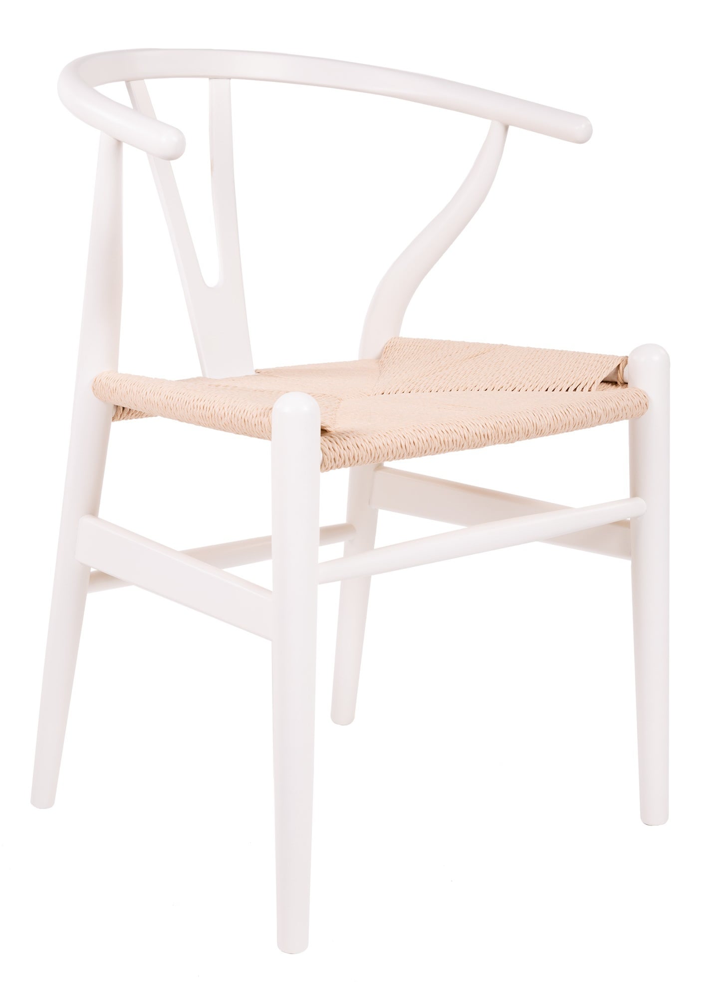 Wegner style, Sedia da pranzo Y-chair wishbone CH24 bianca naturale