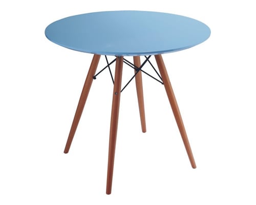 Charles Eames style, Tavolino Dowel Coffee table Ø 70cm. blu