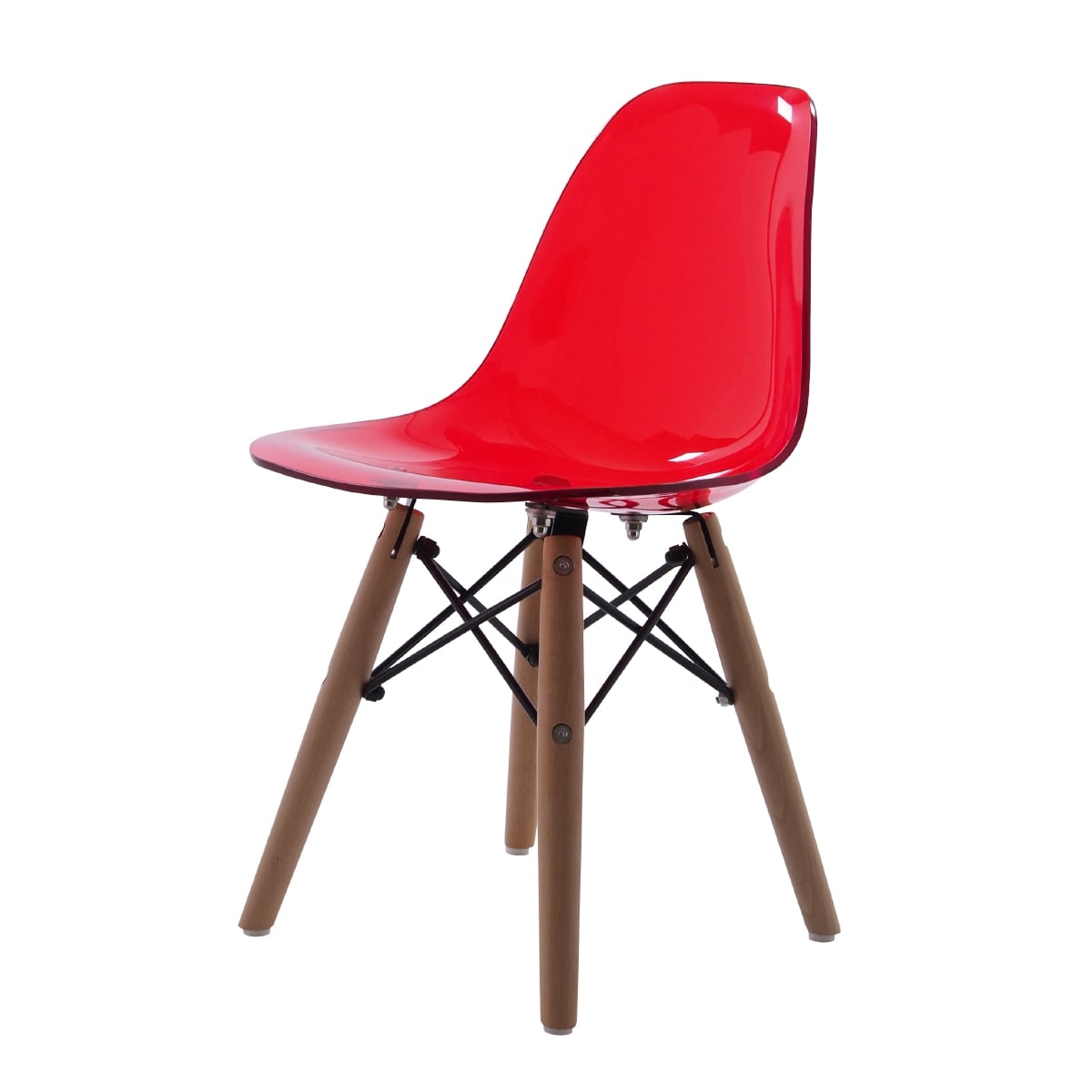 Charles Eames style, Il seggiolino DSW Junior rosso trasparente