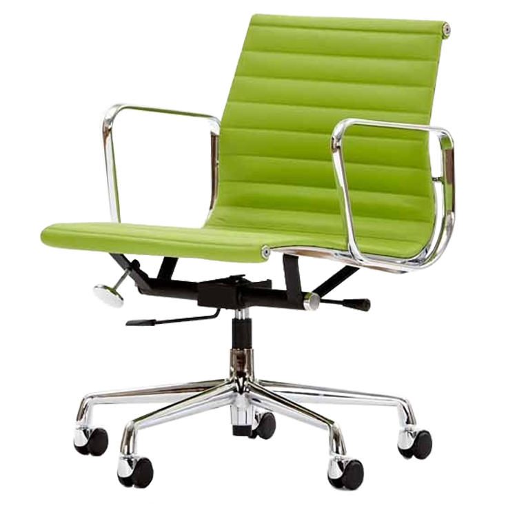 Charles Eames style, Sedia da ufficio EA117 pelle verde