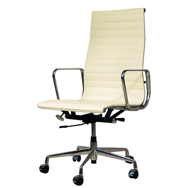 Charles Eames style, Sedia da ufficio EA119 pelle crema
