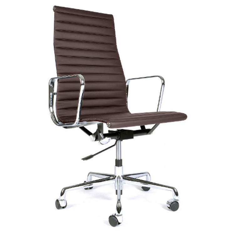 Charles Eames style, Sedia da ufficio EA119 pelle Marrone