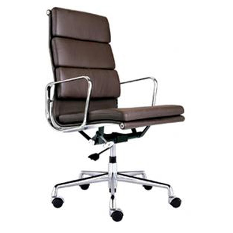 Charles Eames style, Poltrona direzionale EA219 pelle Marrone