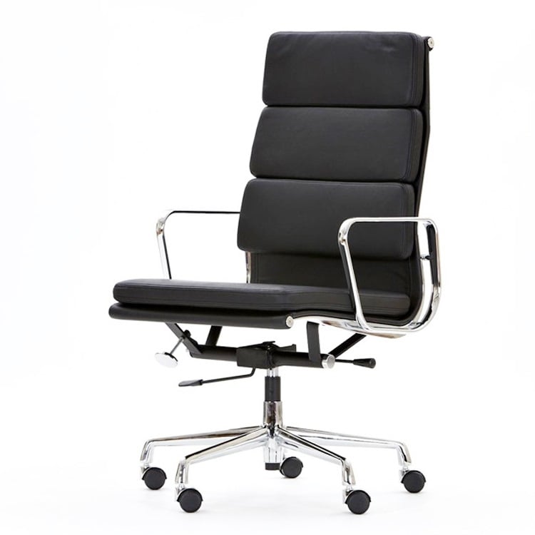 Charles Eames style, Poltrona direzionale EA219 pelle Nero