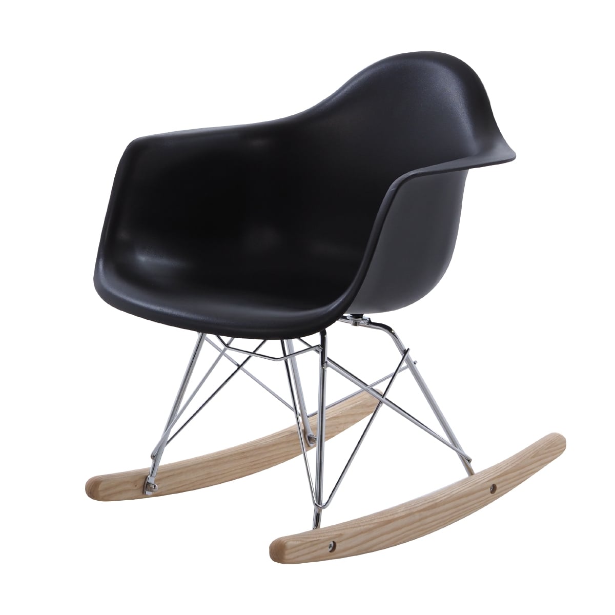 Charles Eames style, Sedia a dondolo RAR Junior Nero