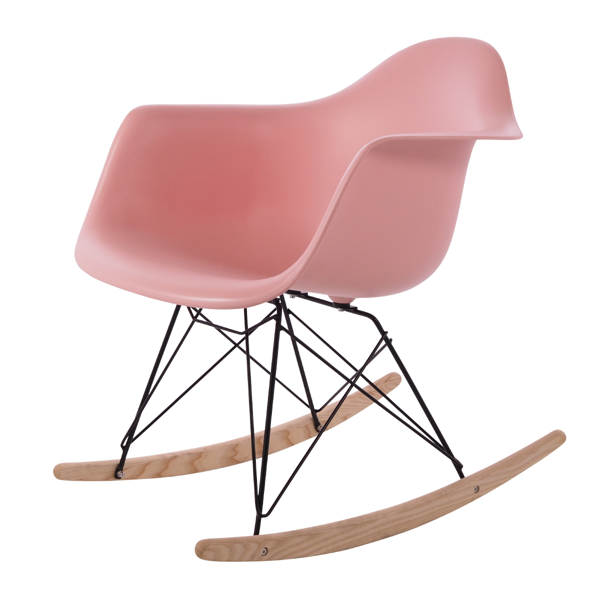 Charles Eames style, Sedia a dondolo RAR Base nera PP baby rosa