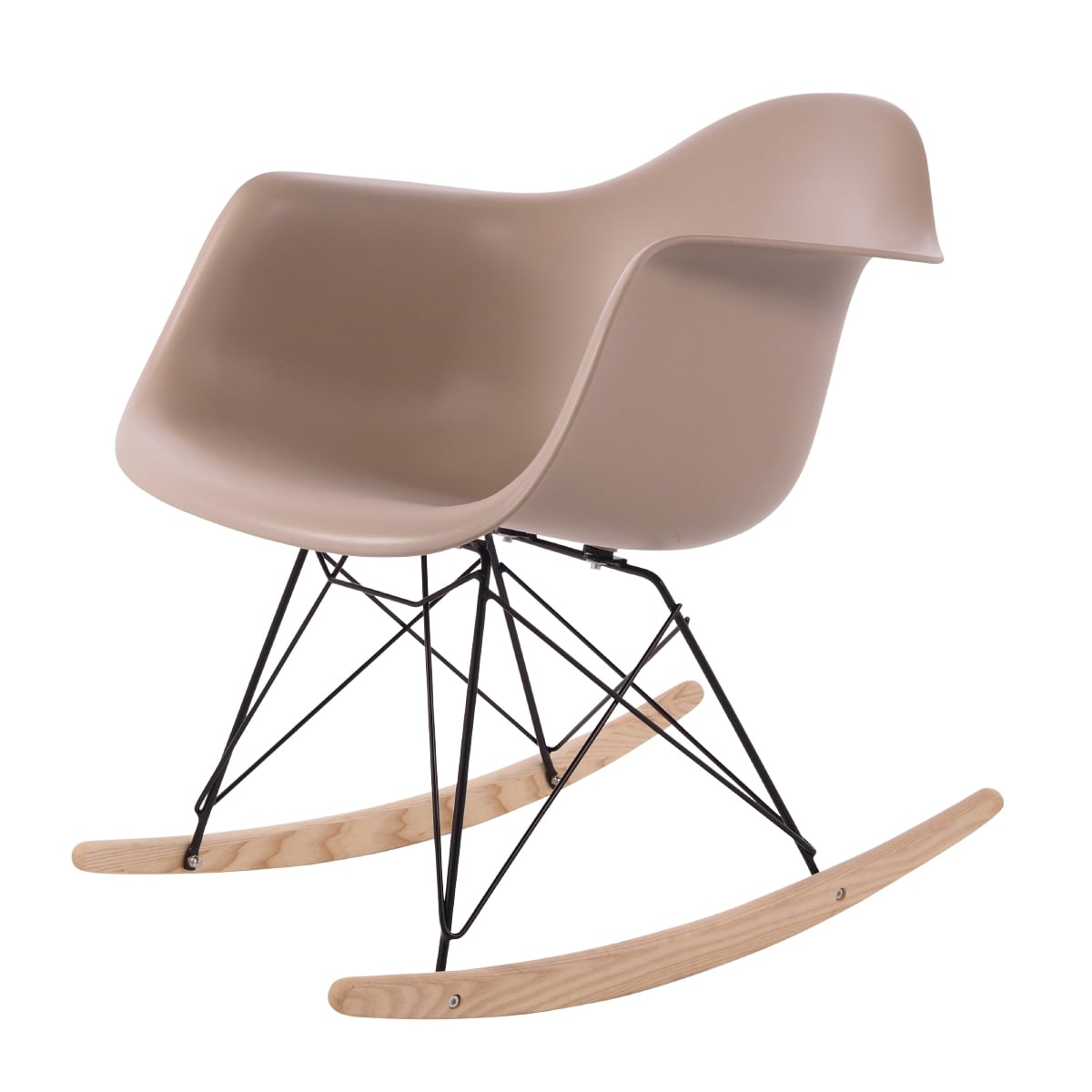 Charles Eames style, Sedia a dondolo RAR Base nera PP luce choco