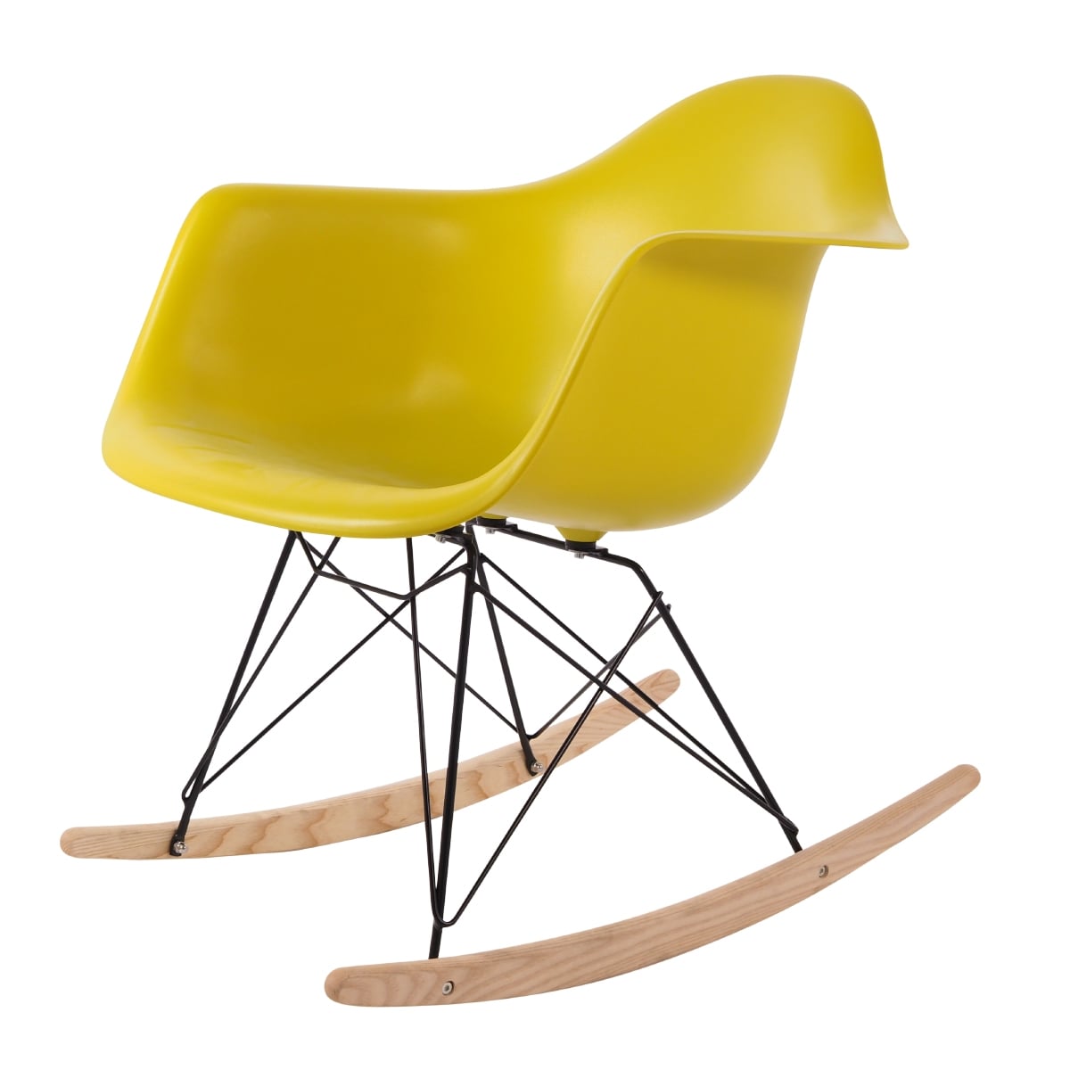 Charles Eames style, Sedia a dondolo RAR Base nera senape PP