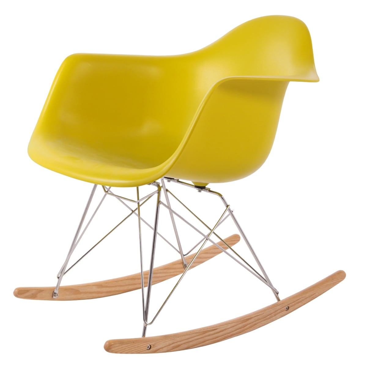 Charles Eames style, Sedia a dondolo RAR base cromata senape PP